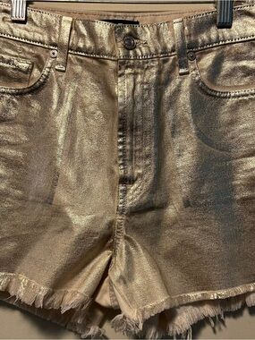 7 for all man kind Metallic Gold Women’s Denim Shorts shimmer 27